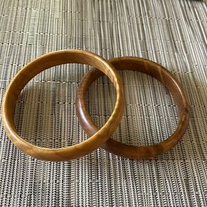 Pair beautifully olive wood Bangle bracelets